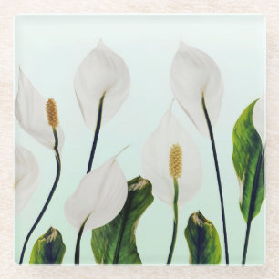 White Lilies Blume Blau Nahtlos Glasuntersetzer
