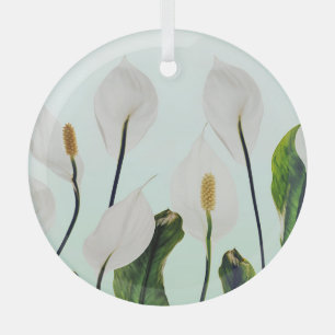 White Lilies Blume Blau Nahtlos Ornament Aus Glas