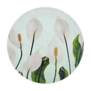 White Lilies Blume Blau Nahtlos Schneidebrett