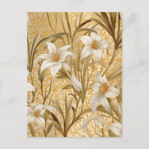 White Lilies Chiyogami Postkarte