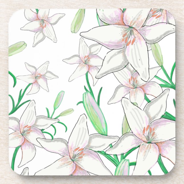 White Lilies Getränkeuntersetzer (Vorderseite)
