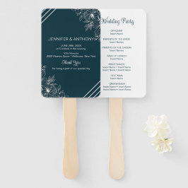 White Lilies Hand Drawn Fächer