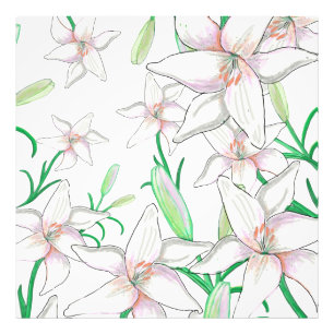 White Lilies Illustration Fotodruck