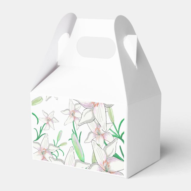 White Lilies Illustration Geschenkschachtel (Vorderseite)