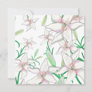 White Lilies Illustration Karte