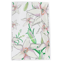 White Lilies Illustration Mittlere Geschenktüte