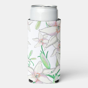 White Lilies Illustration Selters Dosenkühler