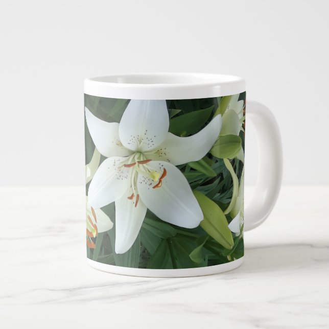 White Lilies Jumbo-Tasse (Vorderseite Rechts)