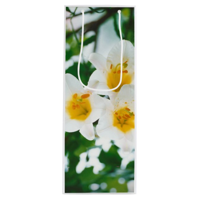 White Lilies - Lily Blume Lilium candidum Geschenktüte Für Weinflaschen (Vorderseite)