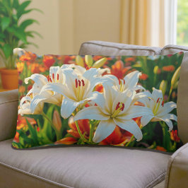 White Lilies Lumbar Pillow Lendenkissen