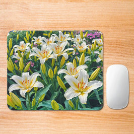 White Lilies Mouse Pad Mousepad