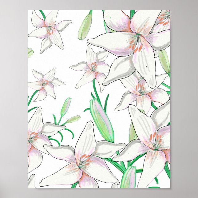 White Lilies Poster (Vorne)