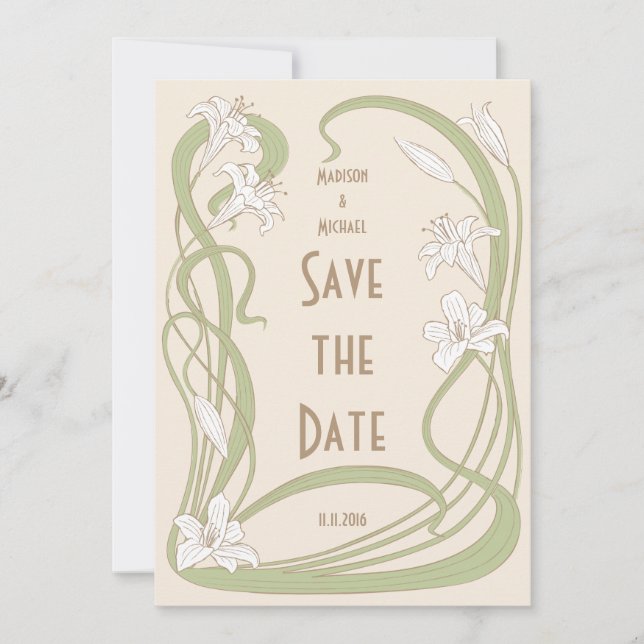 White Lilies Save the Date (Vorderseite)