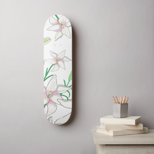 White Lilies Skateboard (Wandkunst)