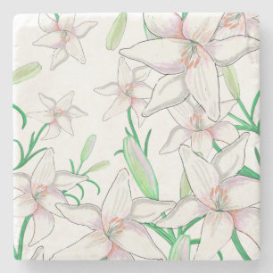 White Lilies Steinuntersetzer