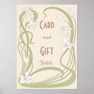 White Lilies Wedding Gift Table Poster