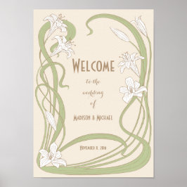 White Lilies Wedding Willkommen Poster