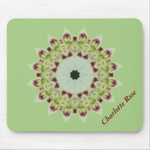 White Lily 16 Point Star Kaleidoscope Mousepad