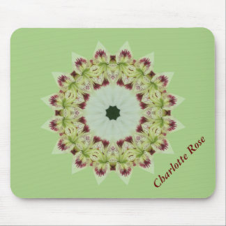 White Lily 16 Point Star Kaleidoscope Mousepad
