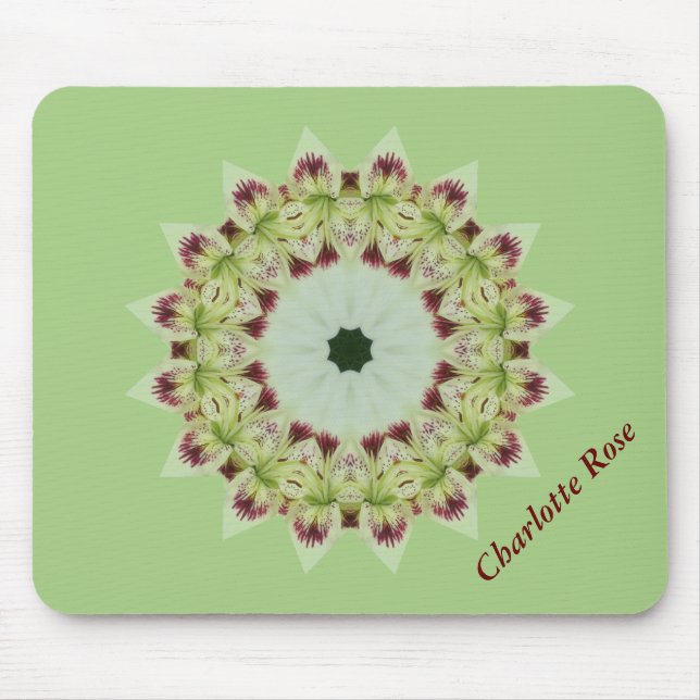 White Lily 16 Point Star Kaleidoscope Mousepad (Vorne)