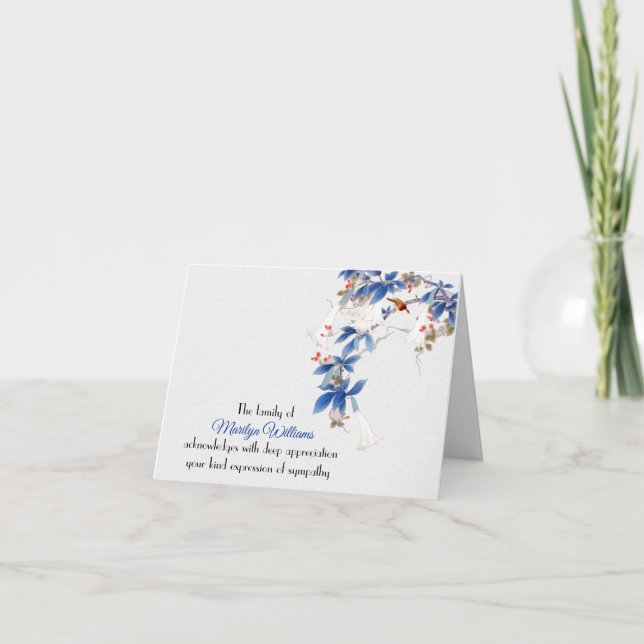 White Lily Branch Beileid Vielen Dank Dankeskarte (Vorderseite)