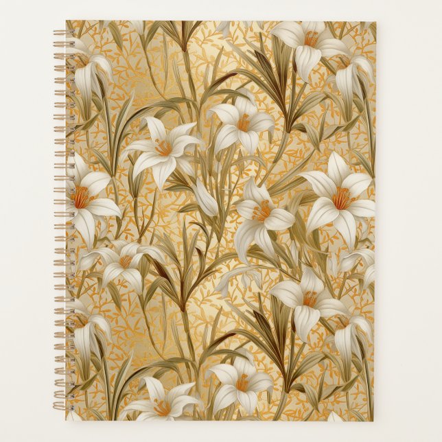 White Lily Chiyogami Planner Planer (Vorderseite)