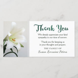 White Lily Floral Einfachheit Vielen Dank Familie Dankeskarte