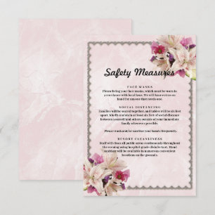 White Lily Floral Pink Marmor Sicherheitsmaßnahmen Begleitkarte