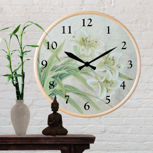 White Lily Runde Wanduhr