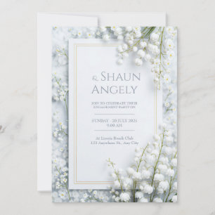 White Lily Valley Marmor Gold Rahmen Hochzeit Einladung