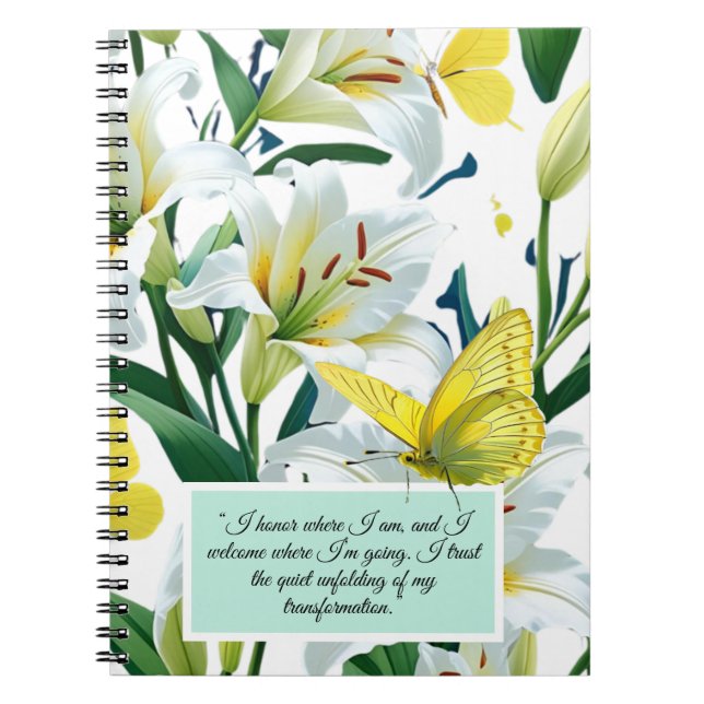 White Lily Yellow Butterfly Notebook Notizblock (Vorderseite)