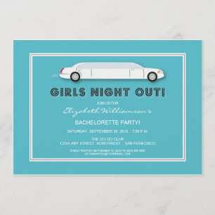 White Limo Junggeselinnen-Abschied Einladung (Aqua