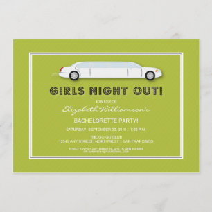 White Limo Junggeselinnen-Abschied Einladung (Limo