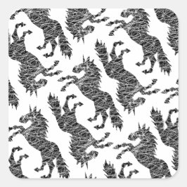White Lines Unicorn Quadratischer Aufkleber