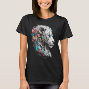 White Lion Fantasy Blume Art - Blue Eyes Animal T-Shirt