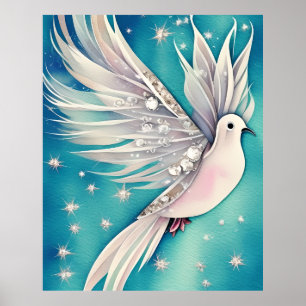 White little dove with ethereal wings poster