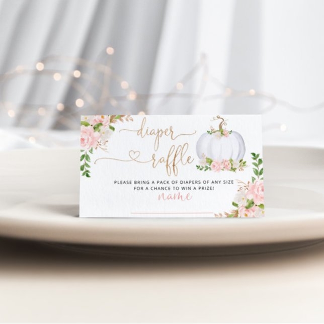 White Little Kürbis fallen Windel Tombola Begleitkarte (Von Creator hochgeladen)