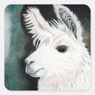 White Llama Quadratischer Aufkleber