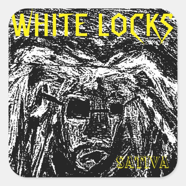 WHITE LOCKS SATIVA QUADRATISCHER AUFKLEBER (Vorderseite)