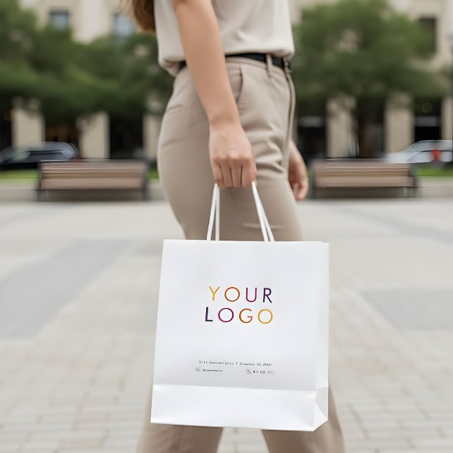 White-Logo Mittlere Geschenktüte (Von Creator hochgeladen)