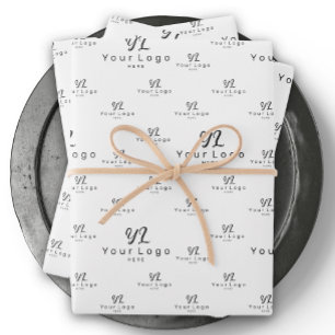 White Logo Muster Business Brand Simple Company Geschenkpapier Set