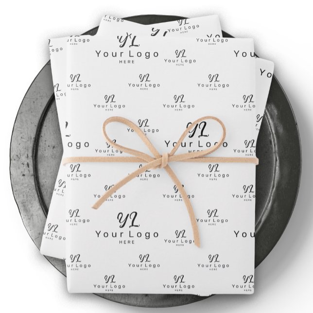 White Logo Muster Business Brand Simple Company Geschenkpapier Set (Von Creator hochgeladen)