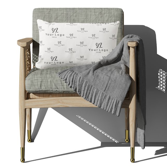 White Logo Muster Business Brand Simple Company L Lendenkissen (Von Creator hochgeladen)