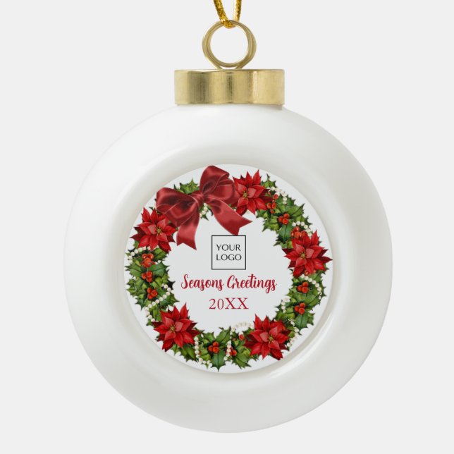 White Logo Wreath Company Holiday Ornament (Vorderseite)