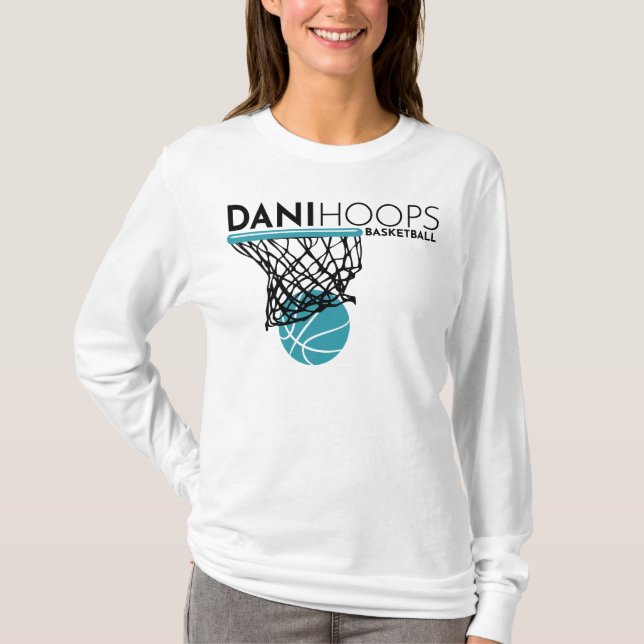 White Long Sleeve - Dani Hoops Basketball T-Shirt (Vorderseite)