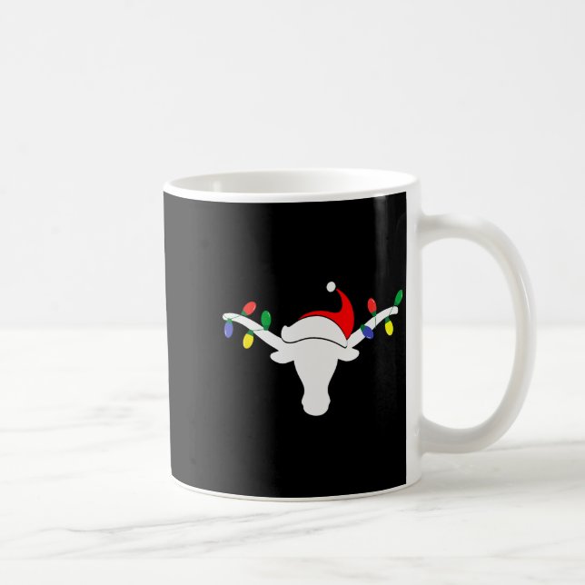 White Longhorn Christmas Lights Santa Hat Horn Ant Kaffeetasse (Rechts)