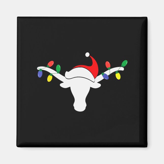 White Longhorn Christmas Lights Santa Hat Horn Ant Magnet (Vorne)