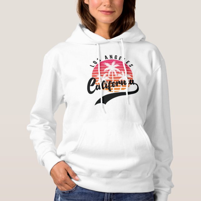 White Los Angeles Retro Women's Hoodie (Vorderseite)