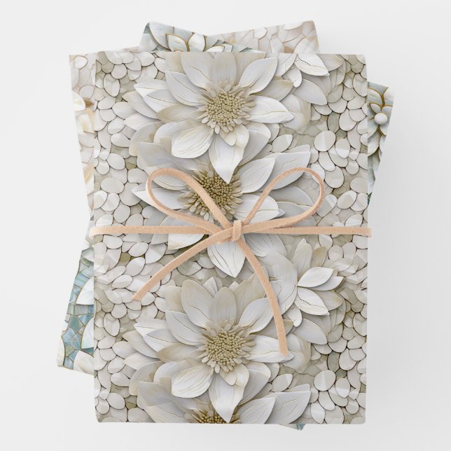 White Lotus Blume Geschenkpapier Set (Beispiel)