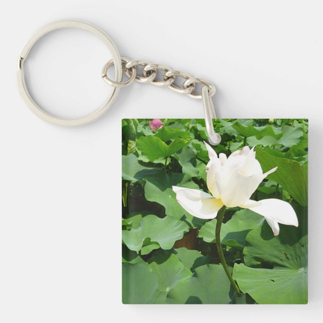 White Lotus Blume Schlüsselanhänger (Vorderseite)